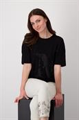 T-Shirt mit Strass Schrift schwarz