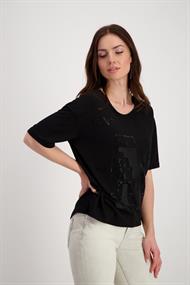 T-Shirt mit Strass Schrift schwarz