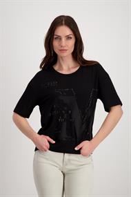 T-Shirt mit Strass Schrift schwarz