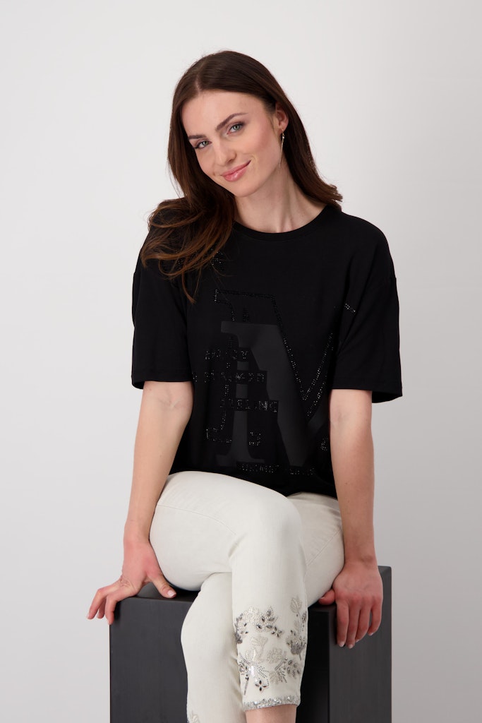t-shirt-mit-strass-schrift-schwarz
