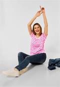 T-Shirt mit Streifen Muster cool pink