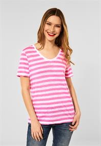 T-Shirt mit Streifen Muster cool pink