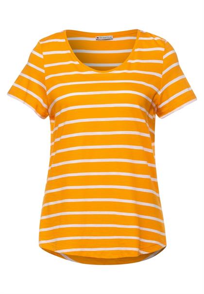 T-Shirt mit Streifen Print sunset yellow