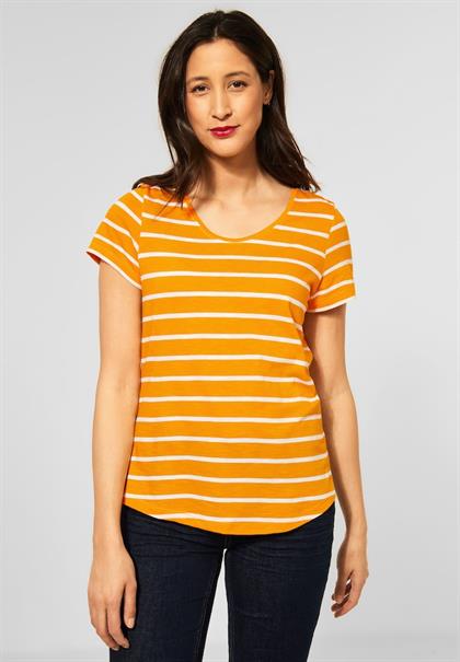 T-Shirt mit Streifen Print sunset yellow