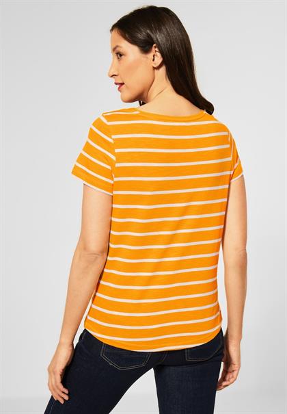 T-Shirt mit Streifen Print sunset yellow