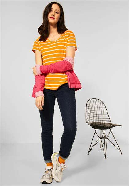 T-Shirt mit Streifen Print sunset yellow