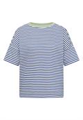 T-Shirt mit Streifen und Kontrastdetail deep river blue