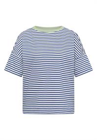 T-Shirt mit Streifen und Kontrastdetail deep river blue