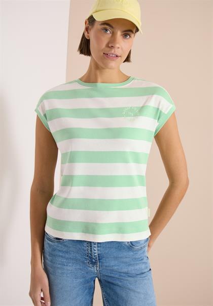 T-Shirt mit Streifen und Printdetail juicy lime