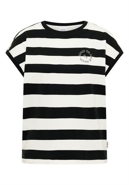 T-Shirt mit Streifen und Printdetail palm breeze green