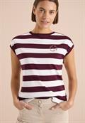 T-Shirt mit Streifen und Printdetail sweet grape red
