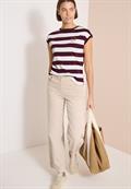 T-Shirt mit Streifen und Printdetail sweet grape red