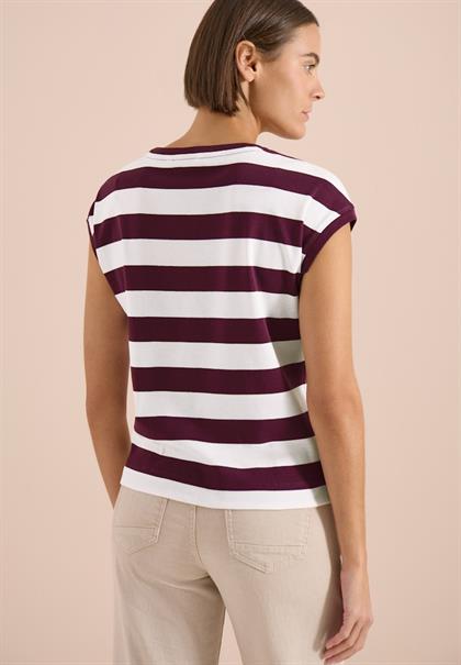 T-Shirt mit Streifen und Printdetail sweet grape red
