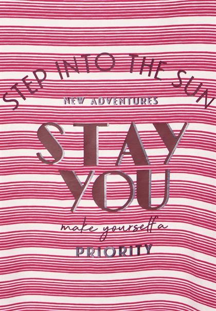 T-Shirt mit Streifenmix pink sorbet
