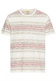 T-Shirt mit Streifenmuster aus Baumwolle sunfaded red