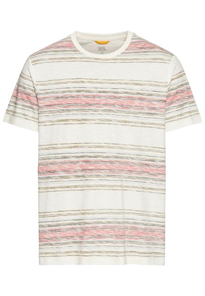 T-Shirt mit Streifenmuster aus Baumwolle sunfaded red
