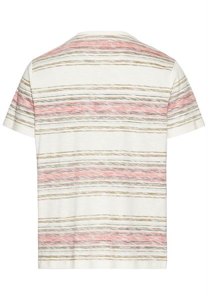 T-Shirt mit Streifenmuster aus Baumwolle sunfaded red