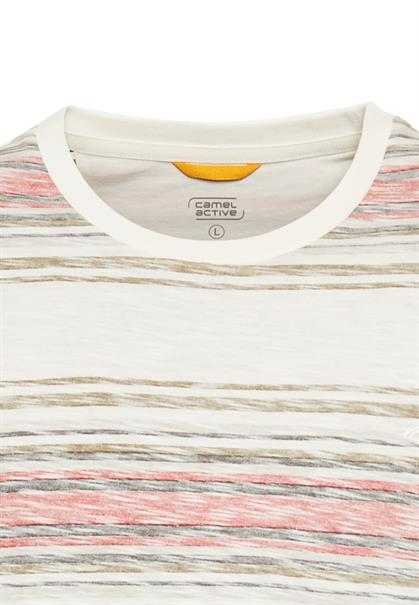 T-Shirt mit Streifenmuster aus Baumwolle sunfaded red