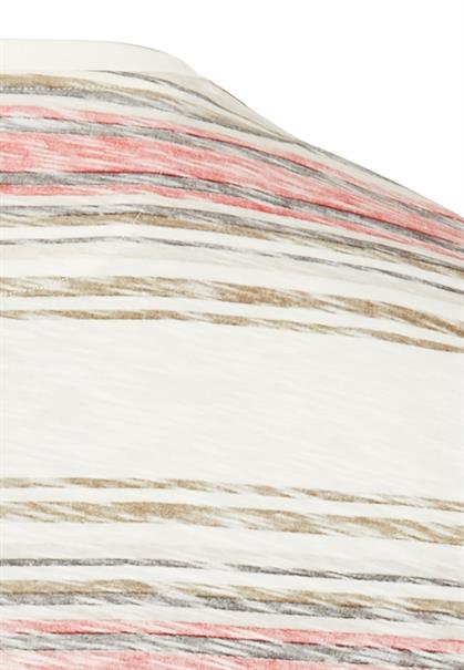 T-Shirt mit Streifenmuster aus Baumwolle sunfaded red