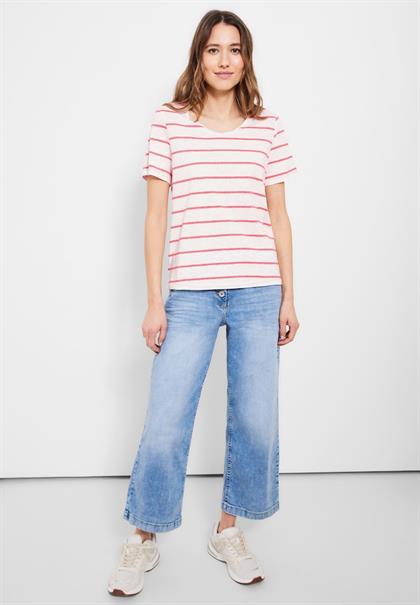 T-Shirt mit Streifenmuster bright coral