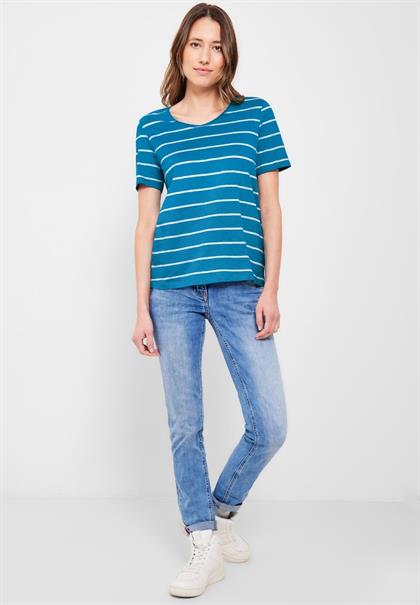 T-Shirt mit Streifenmuster caribbean blue