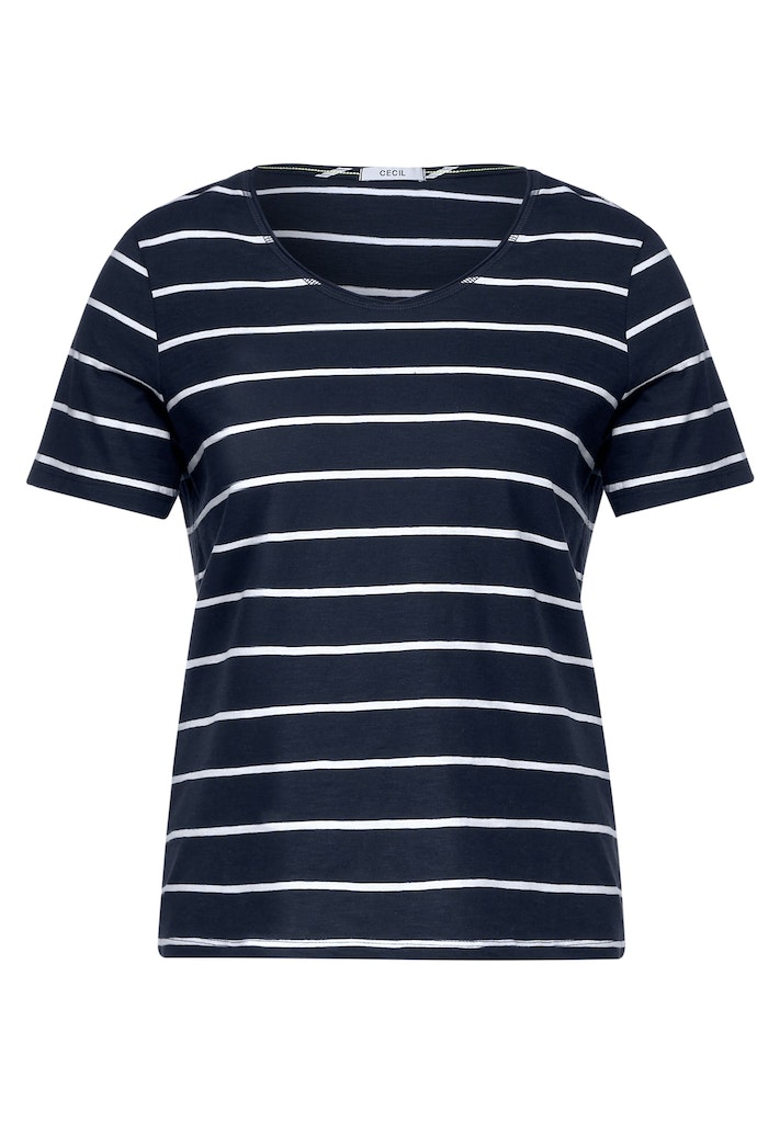 Cecil Damen T-Shirt T-Shirt mit Streifenmuster caribbean blue bequem online  kaufen bei