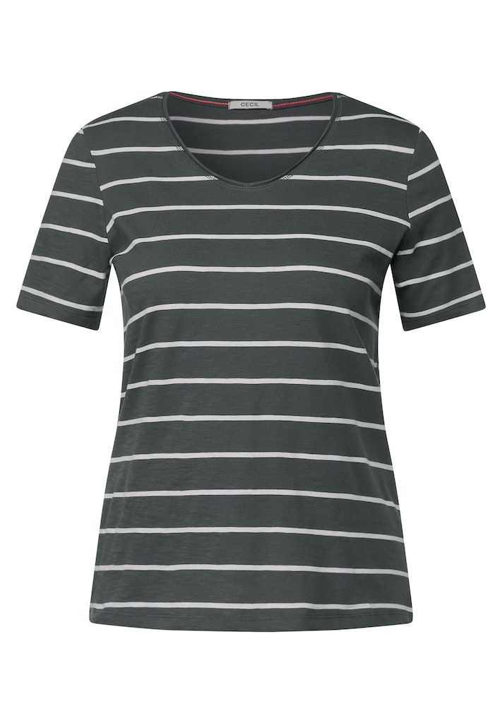 Cecil Damen T-Shirt T-Shirt mit online kaufen bequem Streifenmuster caribbean bei blue