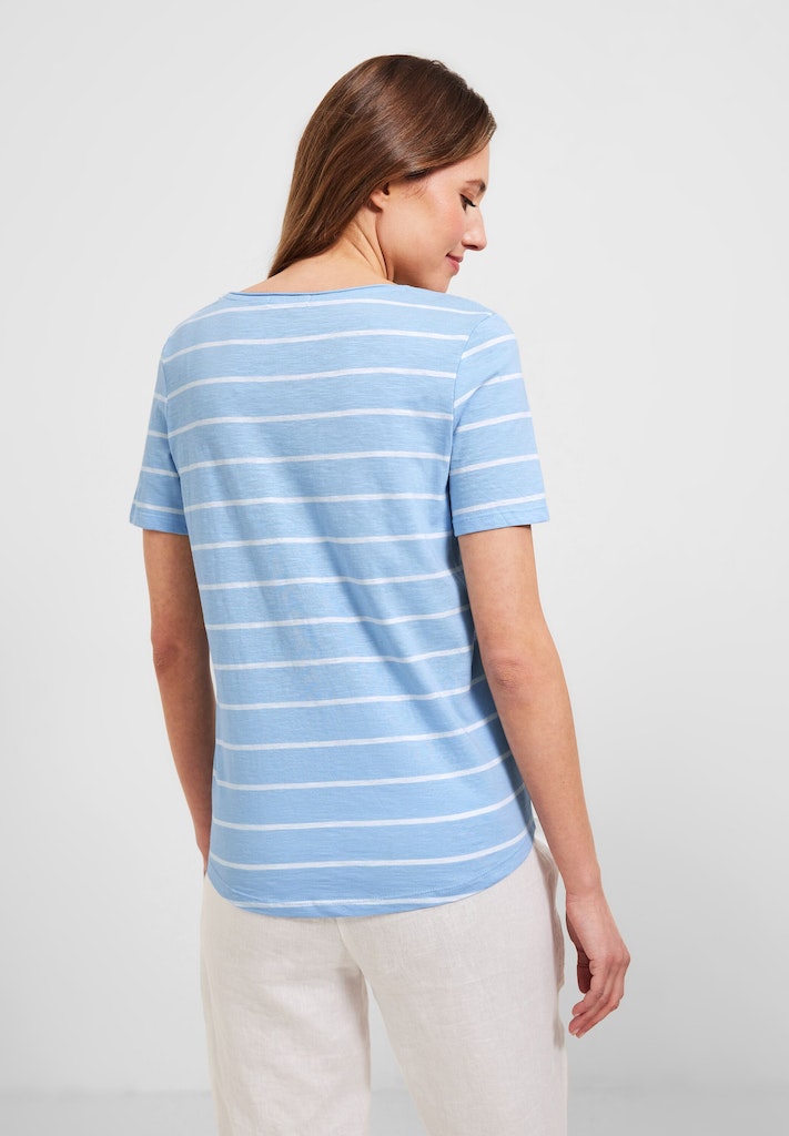 Cecil Damen T-Shirt T-Shirt mit Streifenmuster tranquil blue bequem online  kaufen bei