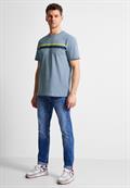 T-Shirt mit Streifenprint steel blue