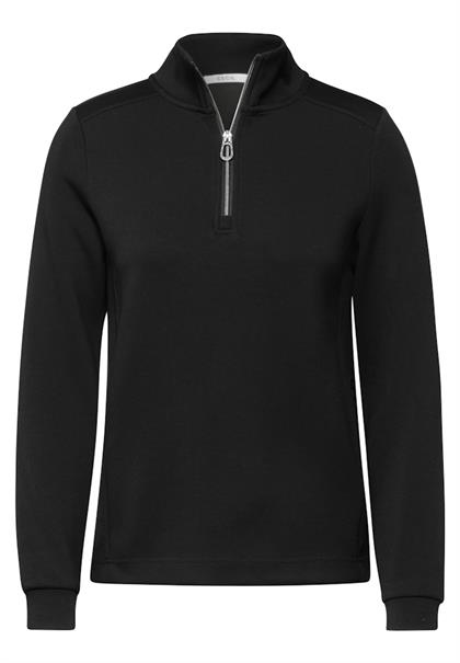 T-Shirt mit Troyer-Kragen black
