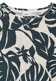 T-Shirt mit U-Boot-Ausschnitt und Print palm breeze green