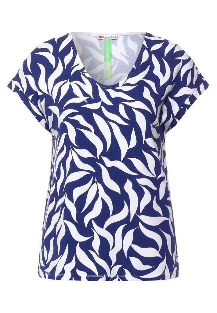 Street One Damen T-Shirt T-Shirt mit V-Ausschnitt aw lake blue bequem  online kaufen bei