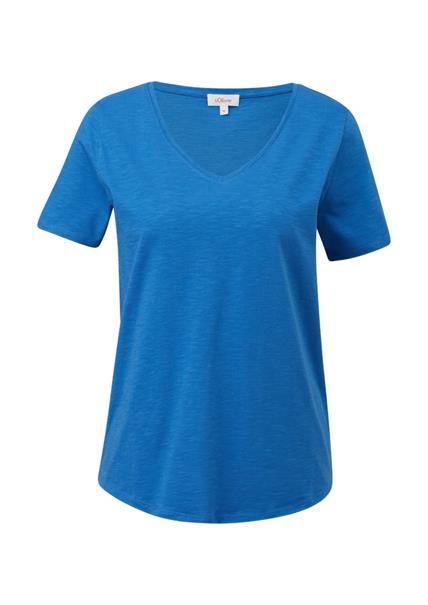 T-Shirt mit V-Ausschnitt blau1