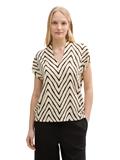T-Shirt mit V-Ausschnitt natural zig zag design