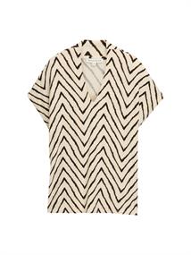 T-Shirt mit V-Ausschnitt natural zig zag design