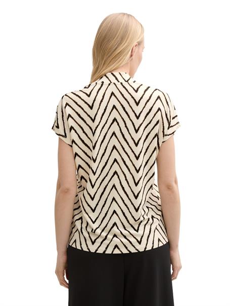 T-Shirt mit V-Ausschnitt natural zig zag design