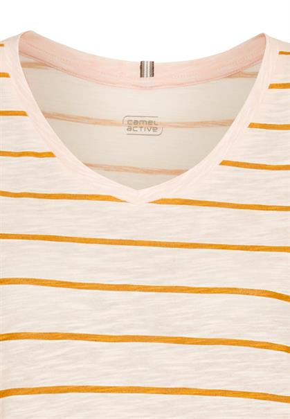 T-Shirt mit V-Ausschnitt und Streifenmuster rose stripes