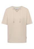 T-Shirt mit V-Neck und Streifen pearl beige