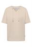 T-Shirt mit V-Neck und Streifen pearl beige