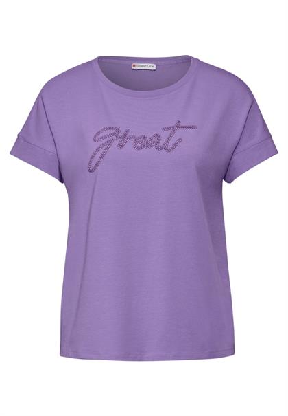 T-Shirt mit Wording bellflower lilac