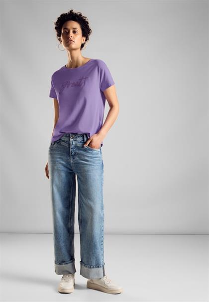 T-Shirt mit Wording bellflower lilac