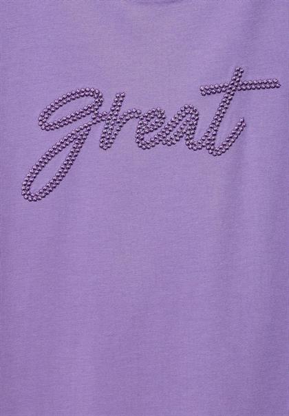 T-Shirt mit Wording bellflower lilac