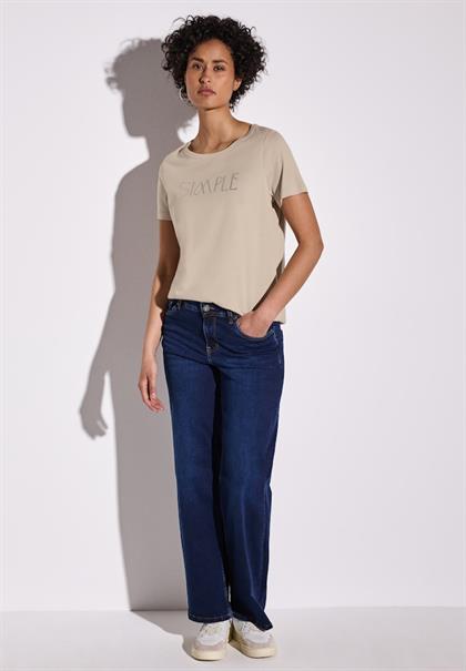 T-Shirt mit Wording cotton beige
