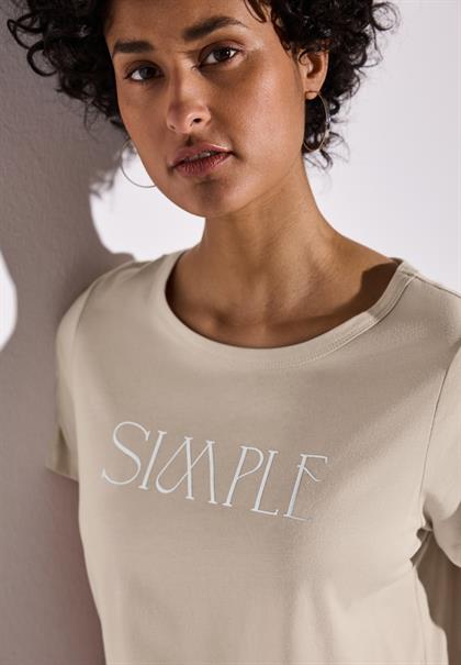 T-Shirt mit Wording cotton beige