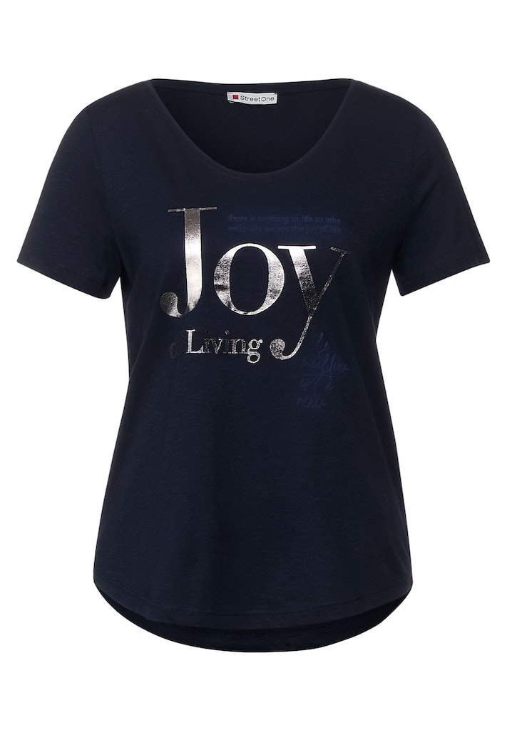Street One Damen T-Shirt A318663 Mighty Blue - größe