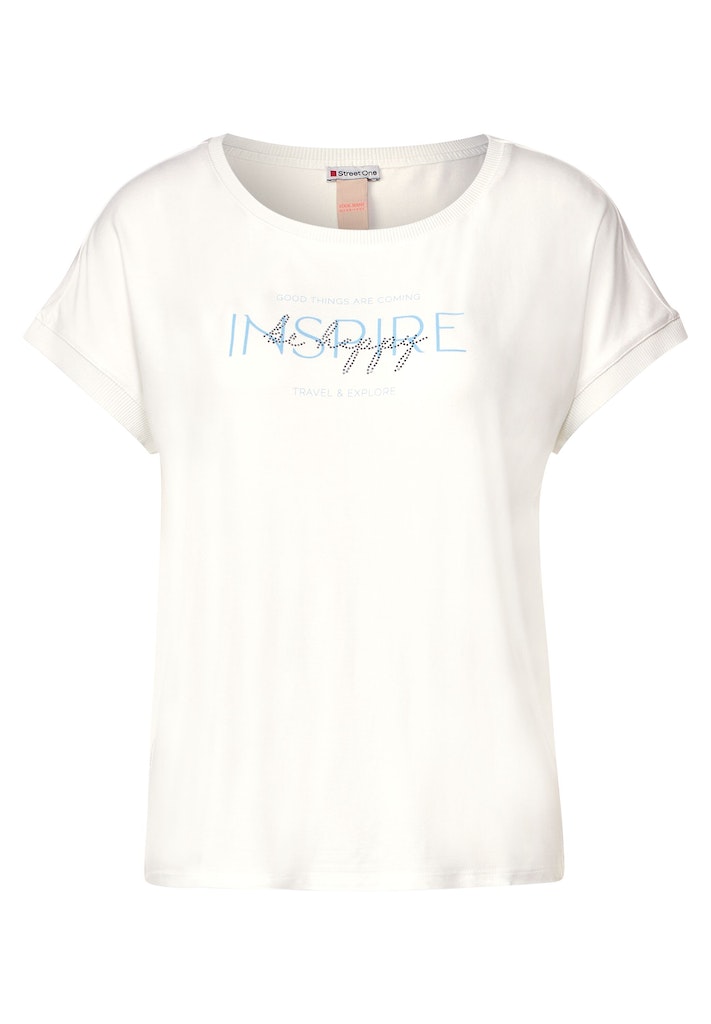 Street One Damen T-Shirt mit white kaufen off Wording bei bequem T-Shirt online