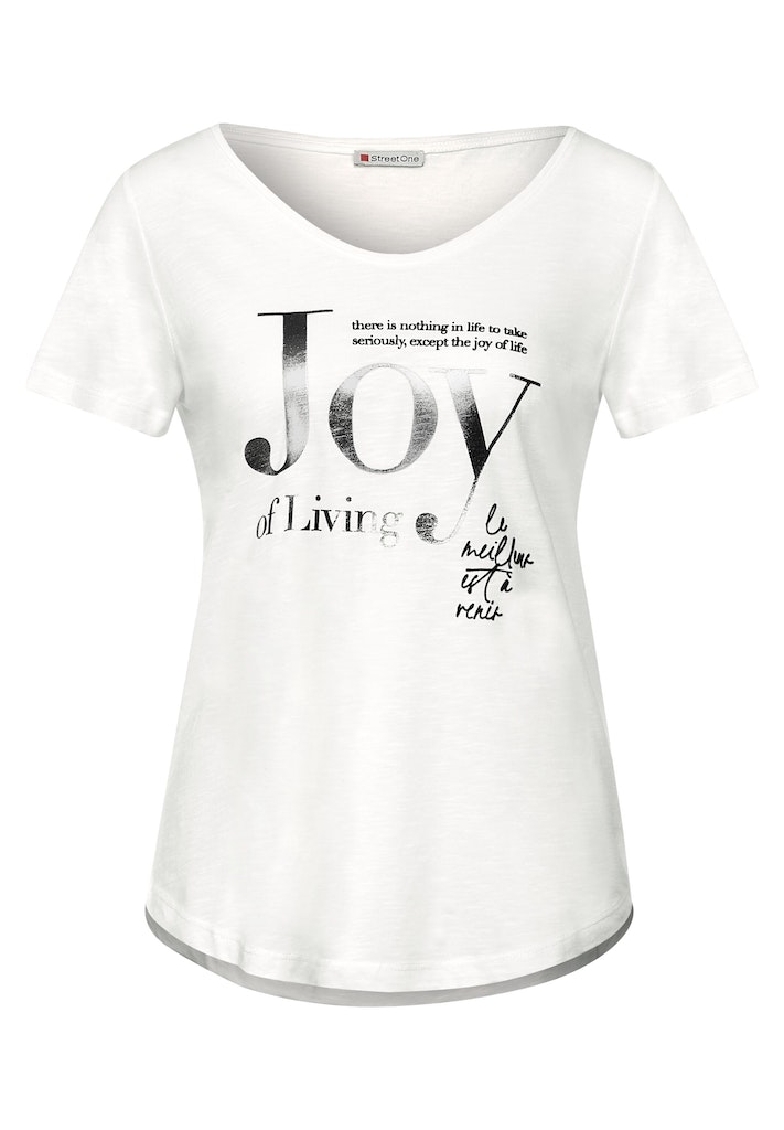 Street One Damen T-Shirt T-Shirt online kaufen off bequem white bei Wording mit