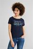 T-Shirt mit Wording Print deep blue