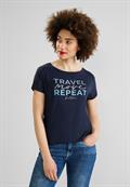 T-Shirt mit Wording Print deep blue