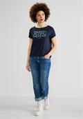 T-Shirt mit Wording Print deep blue